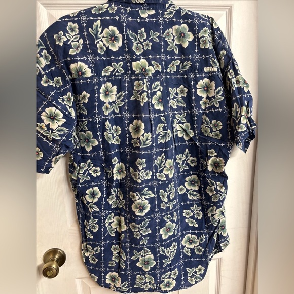 Chaps Ralph Lauren Blue Floral Aloha Shirt Size L - Picture 4 of 5